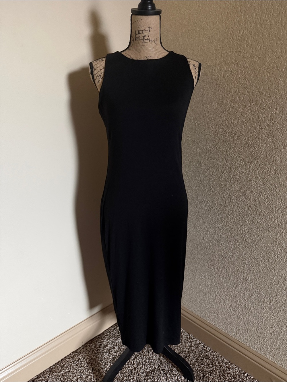 White House Black Market Black Sleeveless Midi Dress